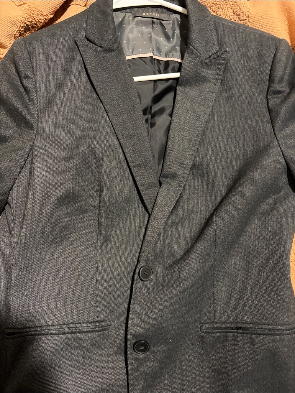 Esprit Men's Dark Gray Two-Button Blazer
